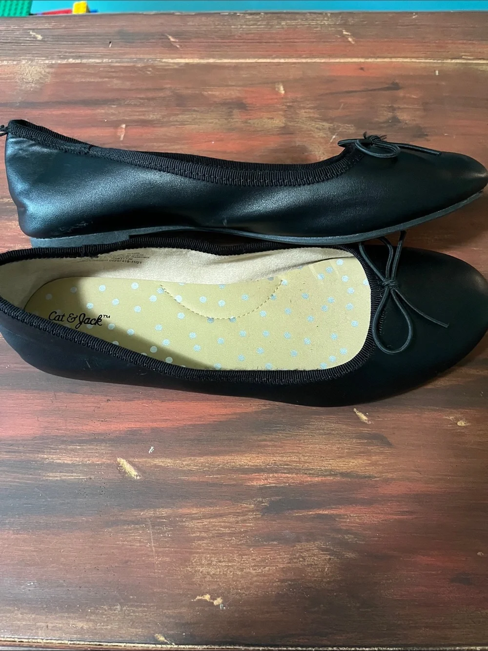 Cat & Jack Black Ballet Flats with Bow Trim